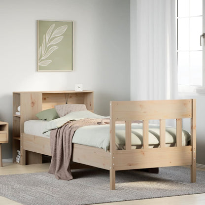 Letto Libreria senza Materasso 90x200 cm Legno Massello Pino