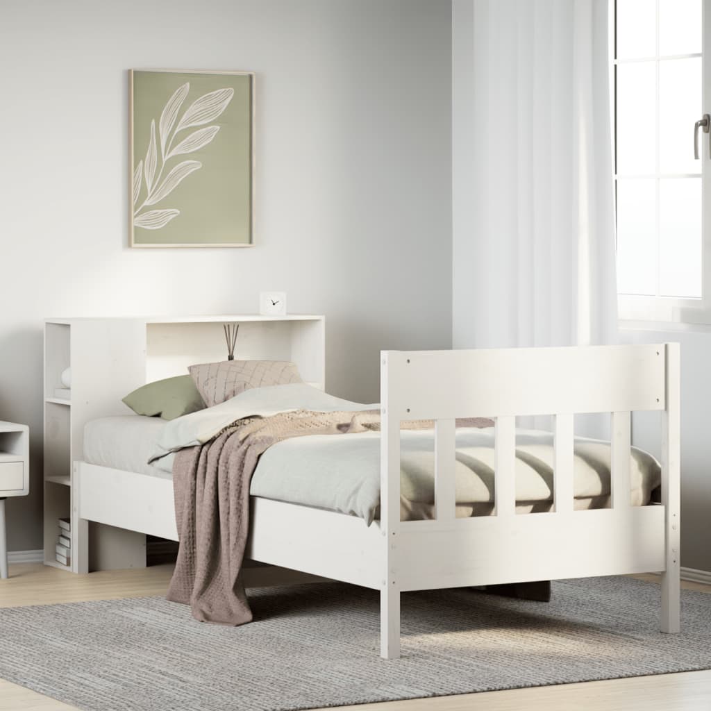 Letto con Libreria senza Materasso 75x190 cm in Legno Pino