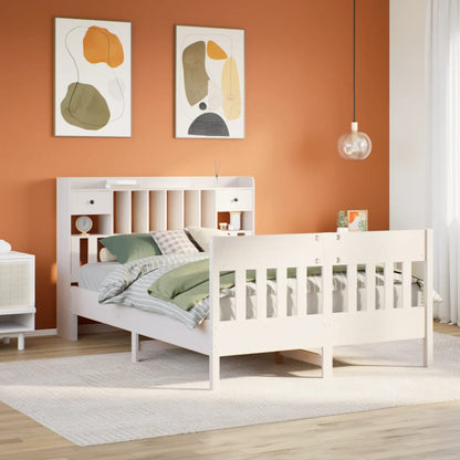 Letto senza Materasso Bianco 140x190 cm Legno Massello di Pino