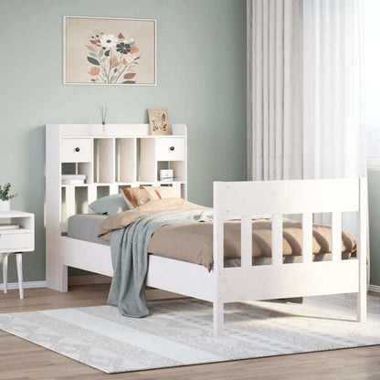Letto senza Materasso Bianco 90x190 cm in Legno Massello Pino