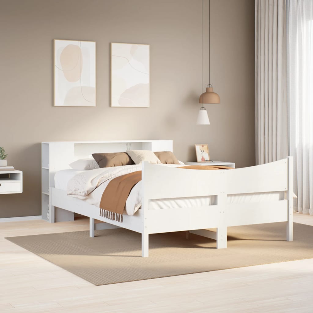 Letto senza Materasso Bianco 140x190 cm Legno Massello di Pino
