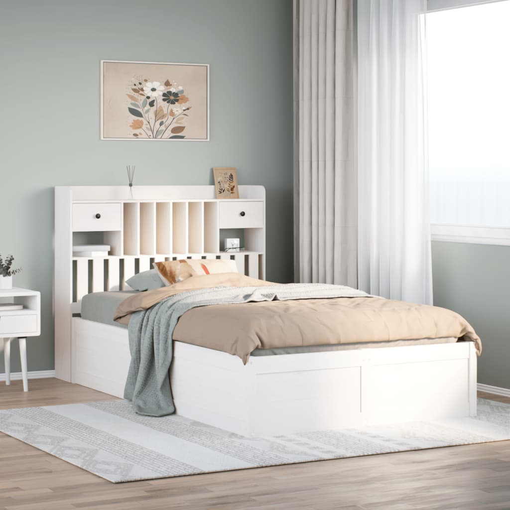 Letto senza Materasso Bianco 135x190 cm Legno Massello di Pino