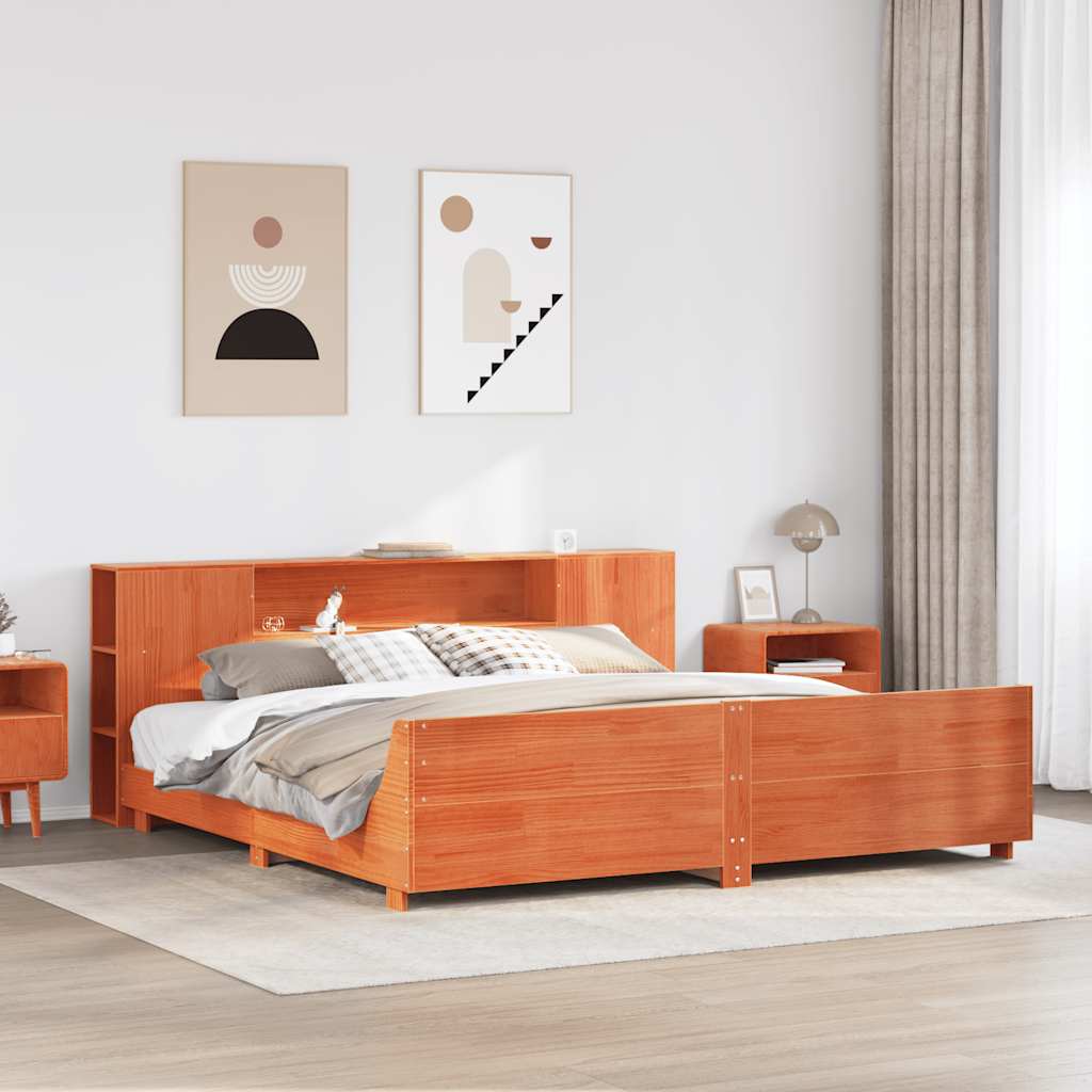 Giroletto senza Materasso Marrone Cera 200x200 cm Legno di Pino