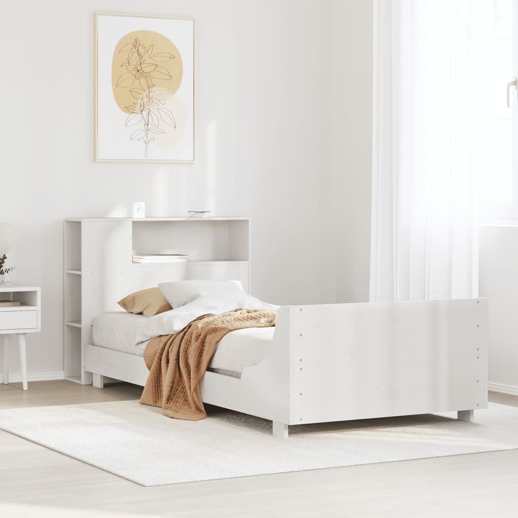 Giroletto senza Materasso Bianco 90x200 cm Legno Massello Pino