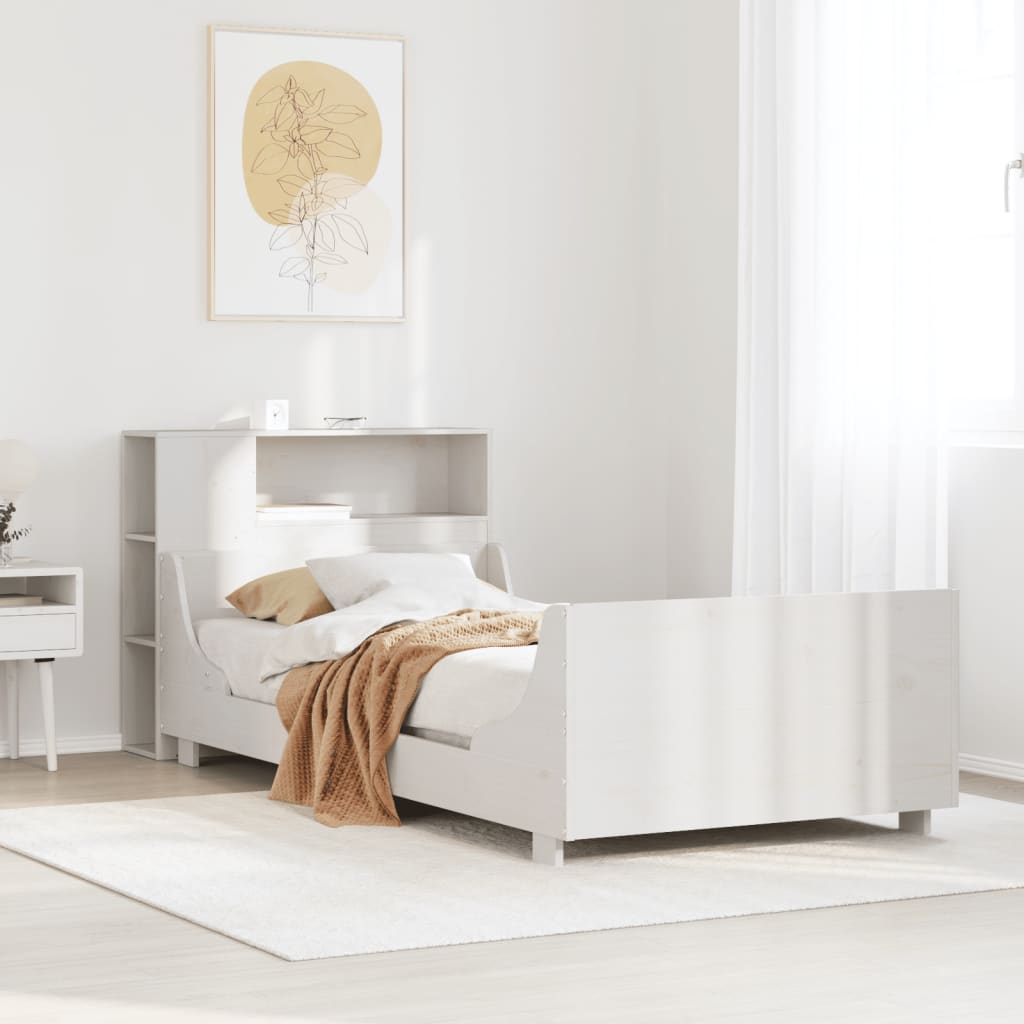 Giroletto senza Materasso Bianco 90x200 cm Legno Massello Pino
