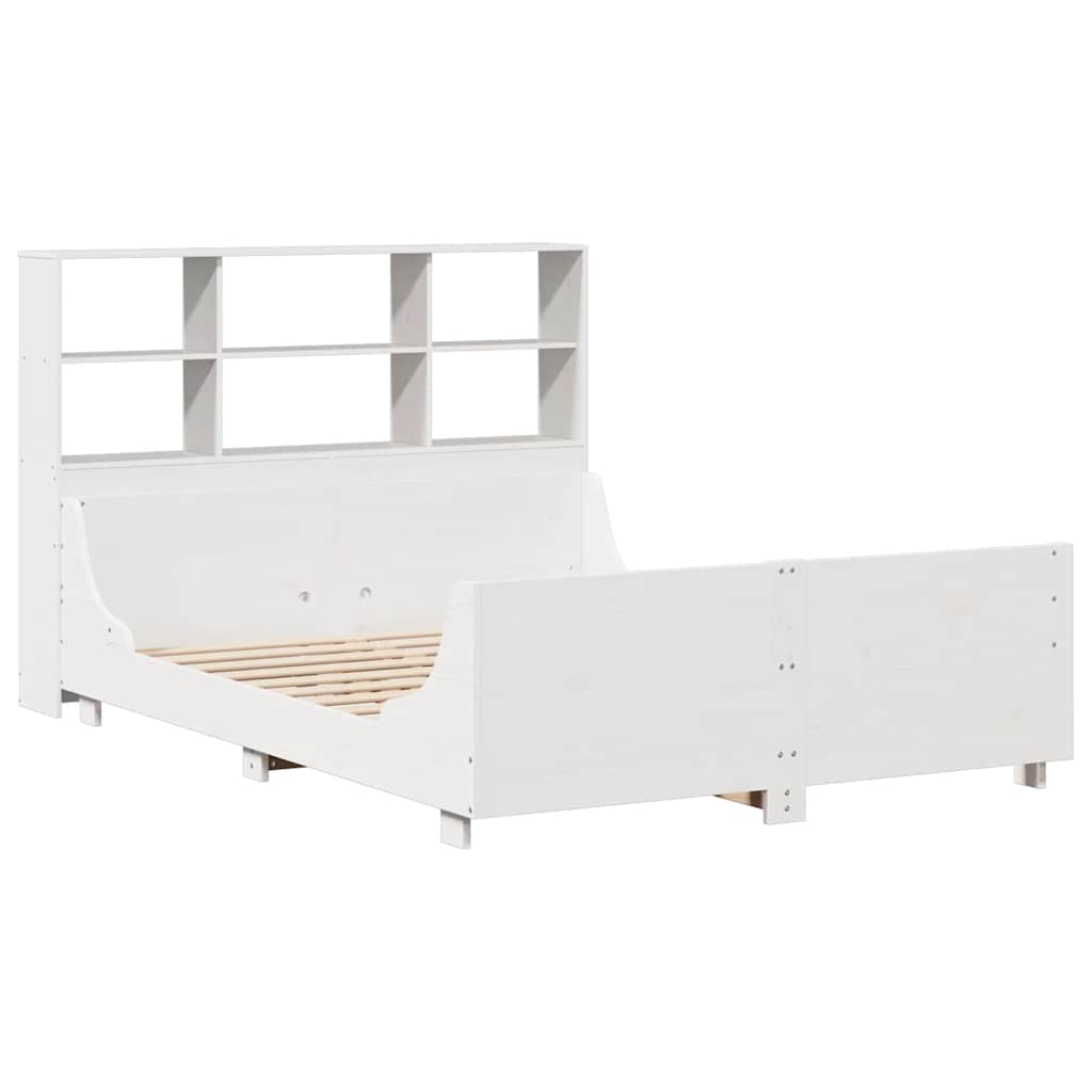 Letto Libreria senza Materasso Bianco 140x200 cm Legno Massello