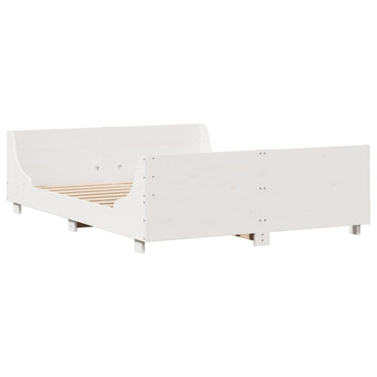 Letto Libreria senza Materasso Bianco 120x200 cm Legno Massello