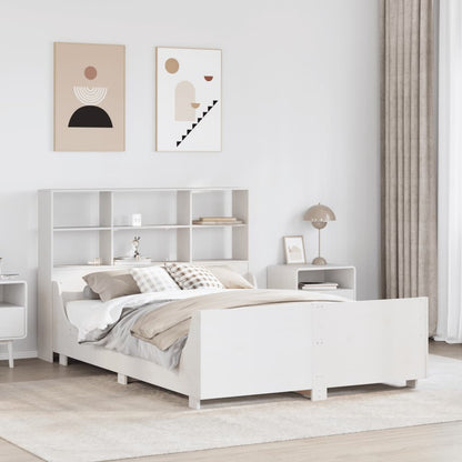 Letto Libreria senza Materasso Bianco 120x200 cm Legno Massello
