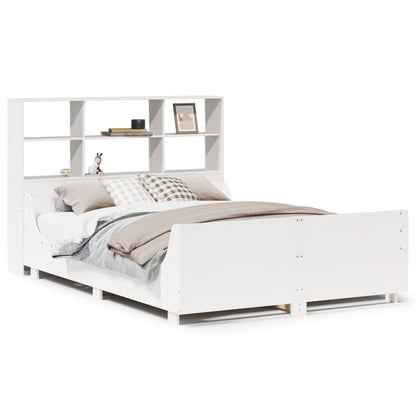 Letto Libreria senza Materasso Bianco 120x190 cm Legno Massello
