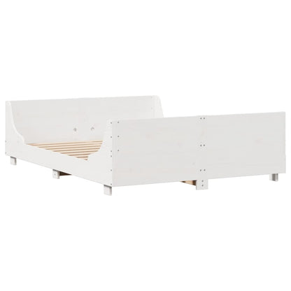 Letto Libreria senza Materasso Bianco 120x190 cm Legno Massello