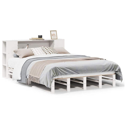 Letto Libreria senza Materasso Bianco 140x200 cm Legno Massello