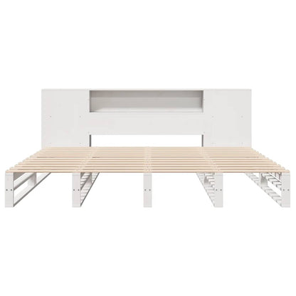 Letto Libreria senza Materasso Bianco 200x200 cm Legno Massello