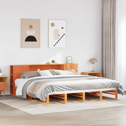 Letto Libreria senza Materasso Marrone Cera 200x200 cm Legno