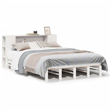 Letto Libreria senza Materasso Bianco 135x190 cm Legno Massello