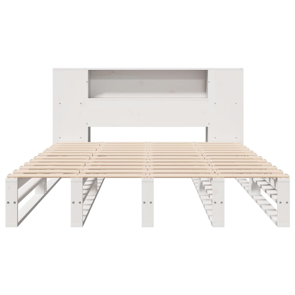 Letto Libreria senza Materasso Bianco 135x190 cm Legno Massello