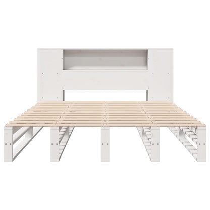 Letto Libreria senza Materasso Bianco 135x190 cm Legno Massello