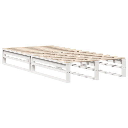 Letto Libreria senza Materasso Bianco 75x190 cm Legno Massello