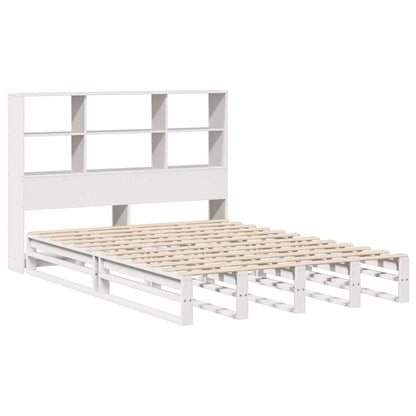 Letto Libreria senza Materasso Bianco 140x200 cm Legno Massello