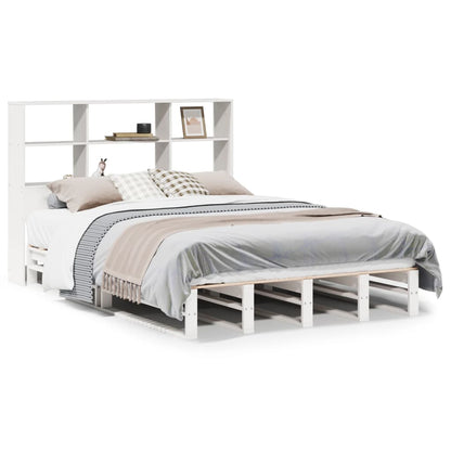 Letto Libreria senza Materasso Bianco 160x200 cm Legno Massello