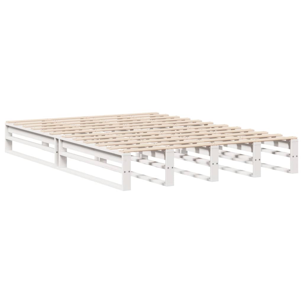 Letto Libreria senza Materasso Bianco 160x200 cm Legno Massello