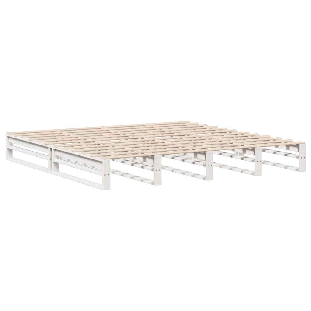 Letto Libreria senza Materasso Bianco 180x200 cm Legno Massello