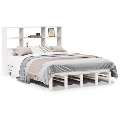 Letto Libreria senza Materasso Bianco 140x190 cm Legno Massello