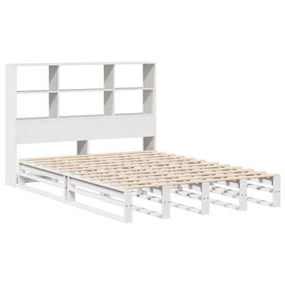 Letto Libreria senza Materasso Bianco 140x190 cm Legno Massello