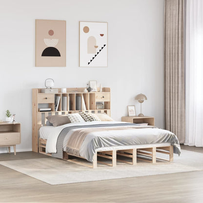 Letto Libreria senza Materasso 140x200 cm in Legno di Pino