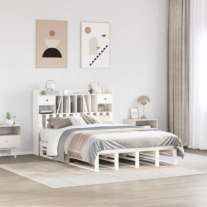 Letto Libreria senza Materasso Bianco 140x200 cm Legno di Pino