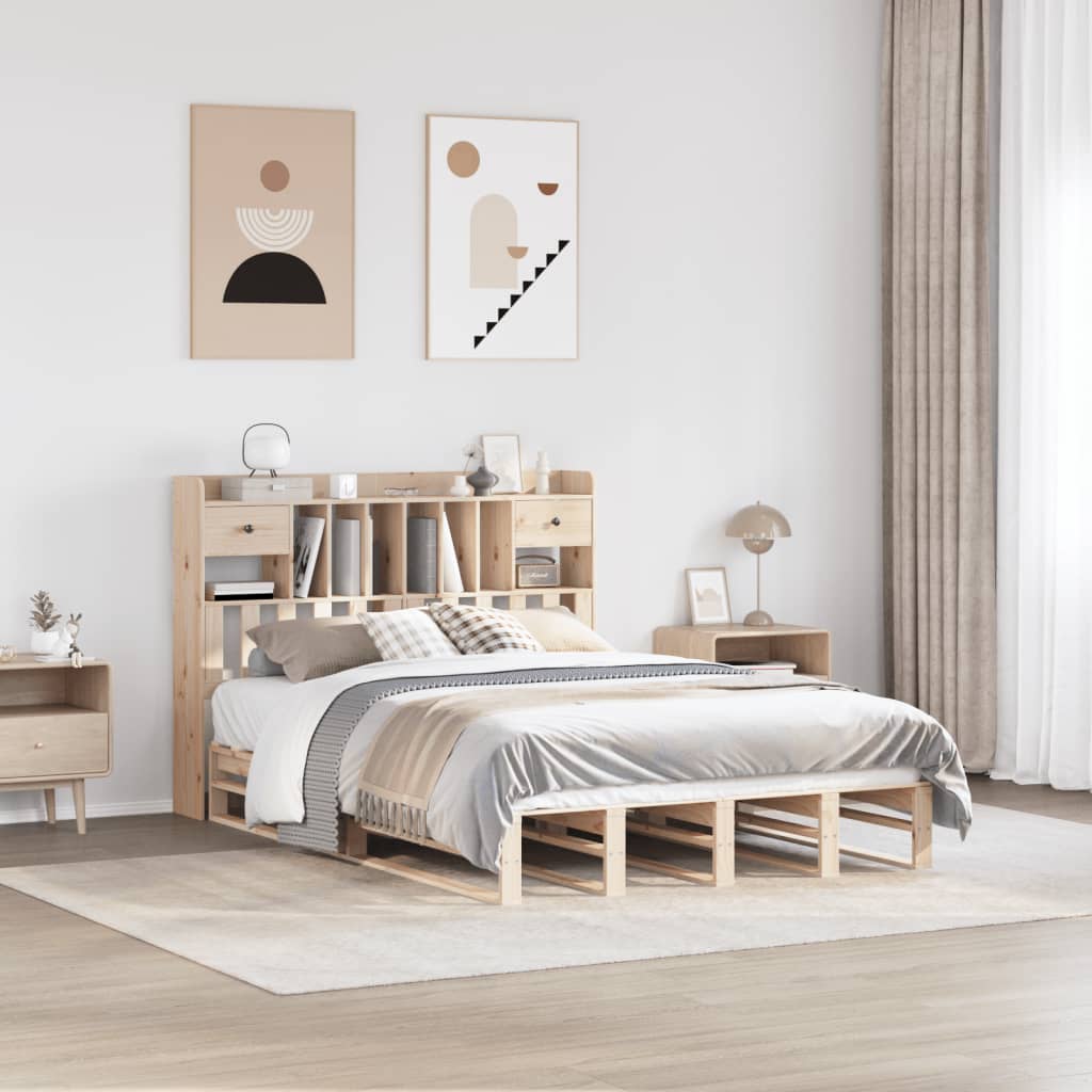 Letto Libreria senza Materasso 150x200 cm in Legno di Pino