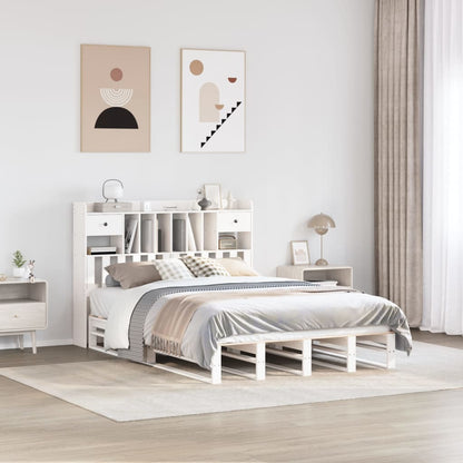 Letto Libreria senza Materasso Bianco 150x200 cm Legno di Pino