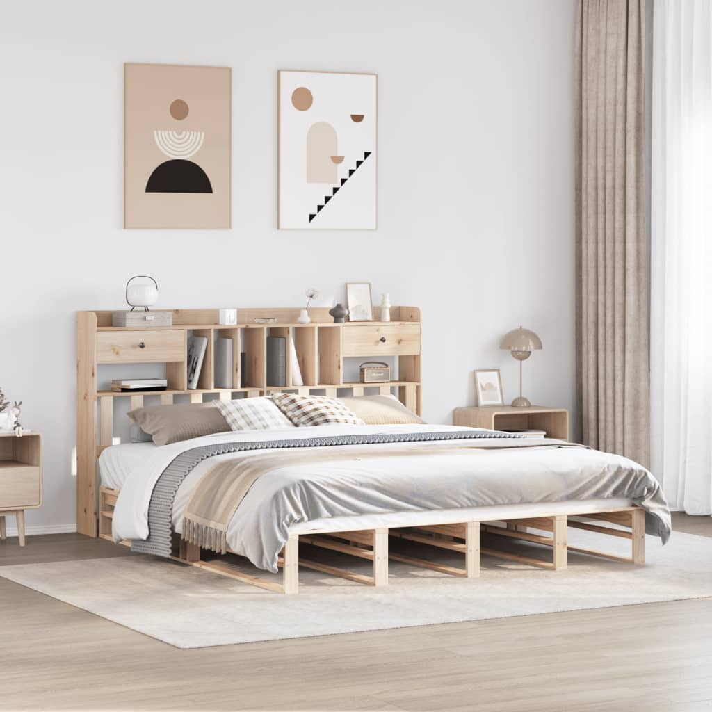 Letto Libreria senza Materasso 180x200 cm in Legno di Pino