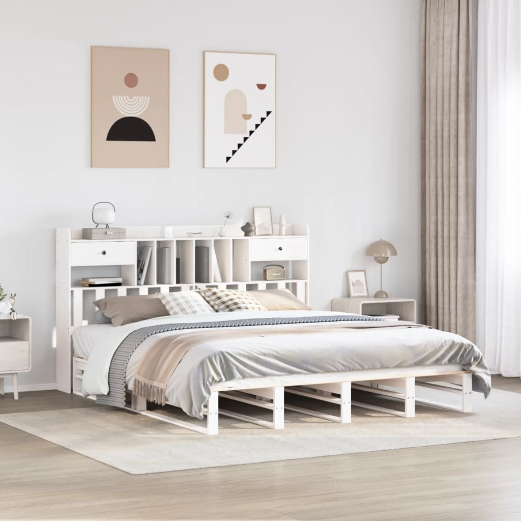 Giroletto con Libreria senza Materasso 180x200 cm in Legno Pino