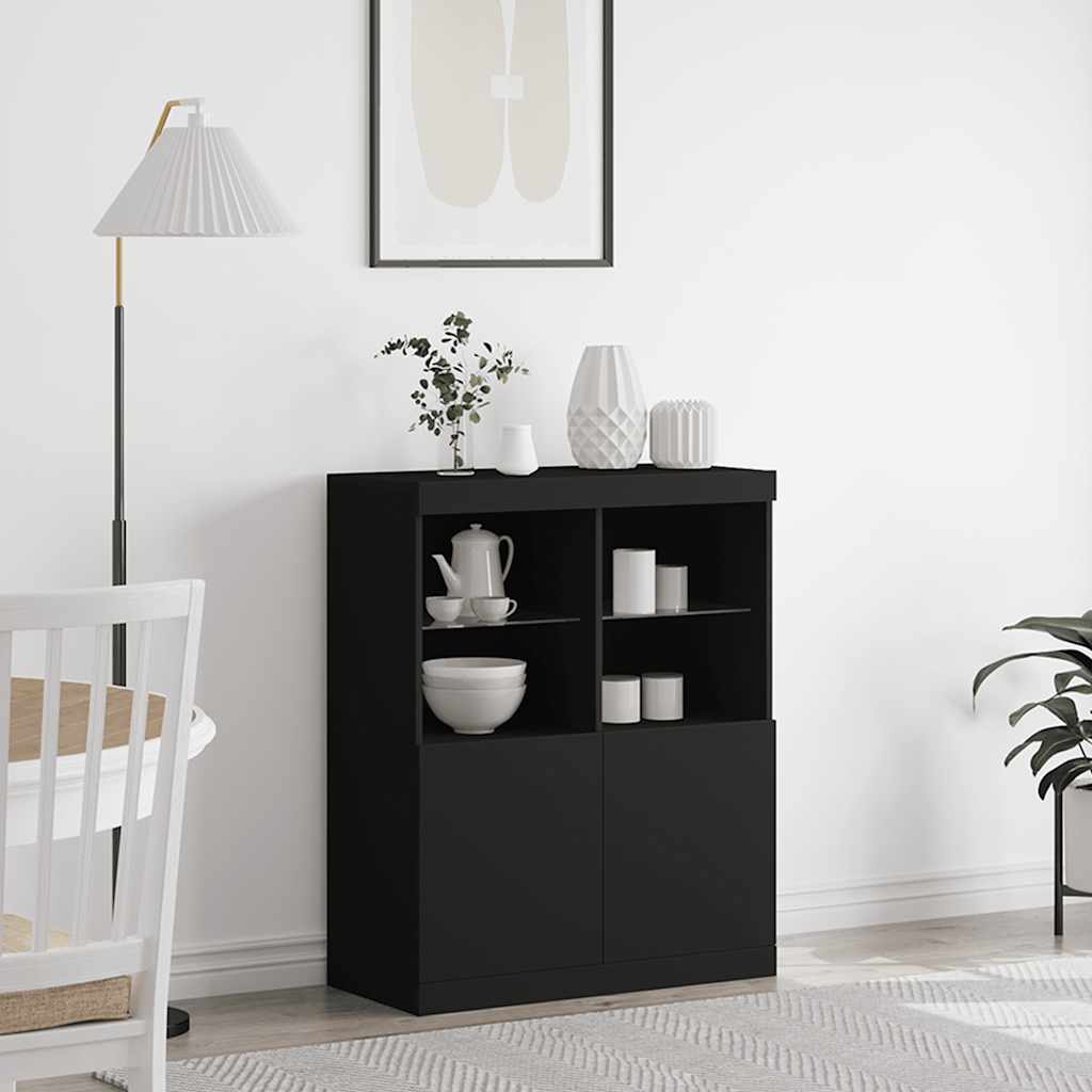 Credenza Nera 81x37x100 cm in Legno Massello