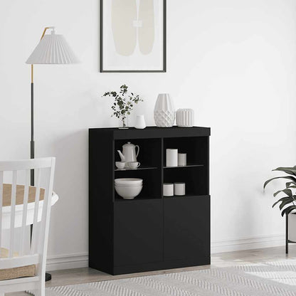 Credenza Nera 81x37x100 cm in Legno Massello