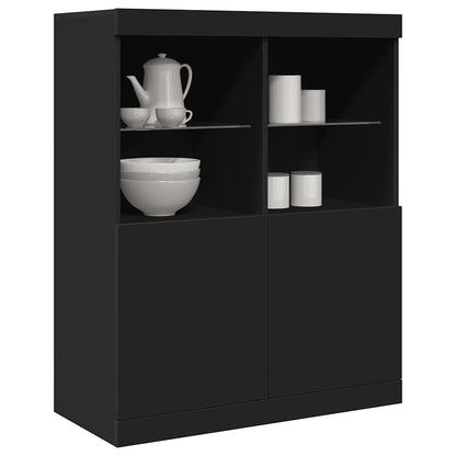 Credenza Nera 81x37x100 cm in Legno Massello