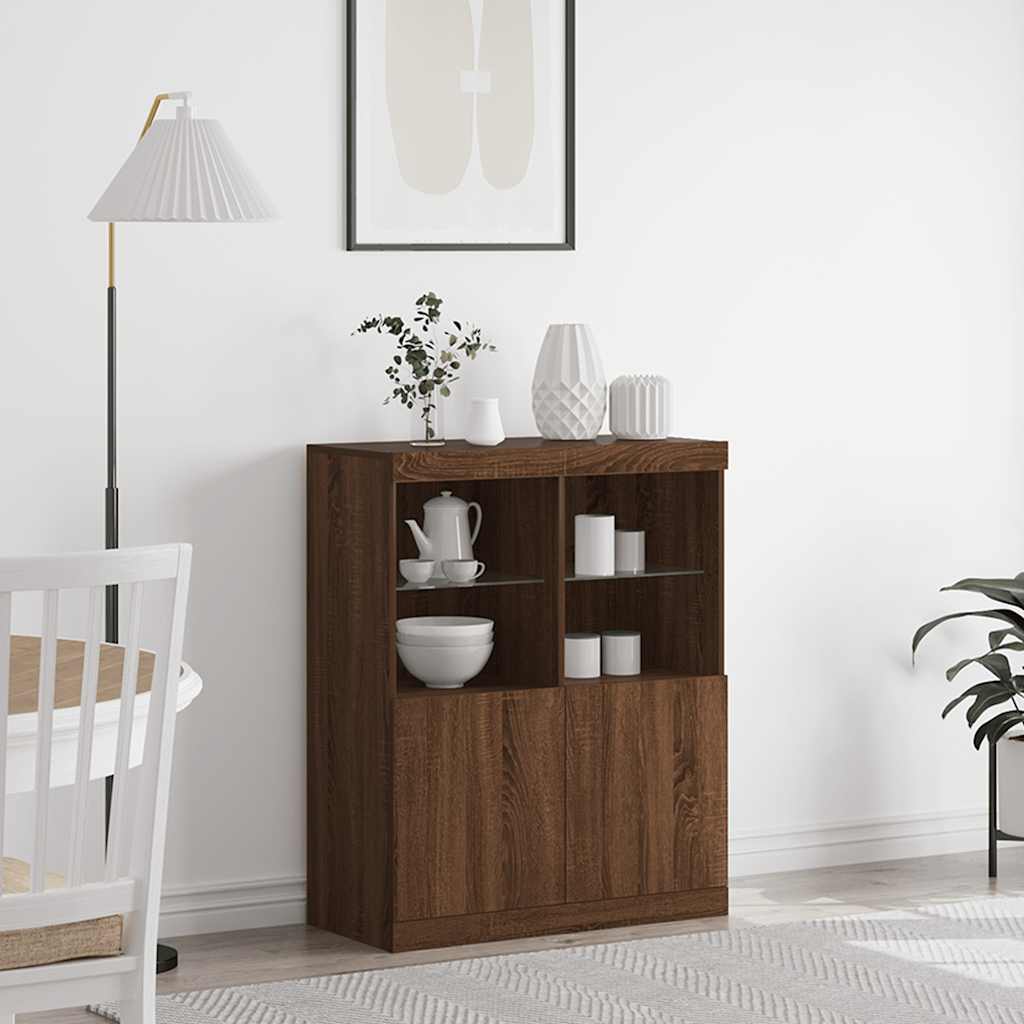 Credenza Rovere Marrone 81x37x100 cm in Legno Multistrato