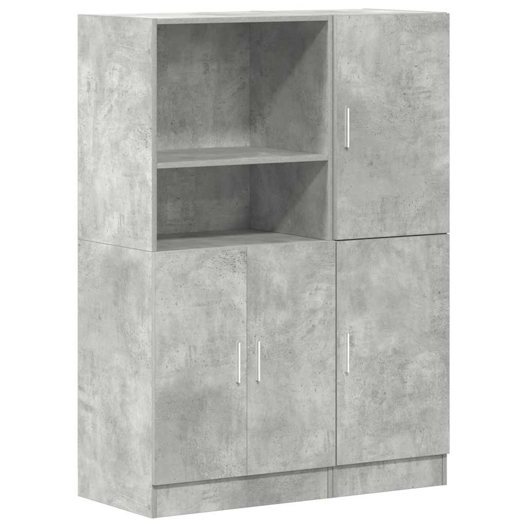 Set di Mobili da Cucina 2 pz Grigio Cemento in Truciolato