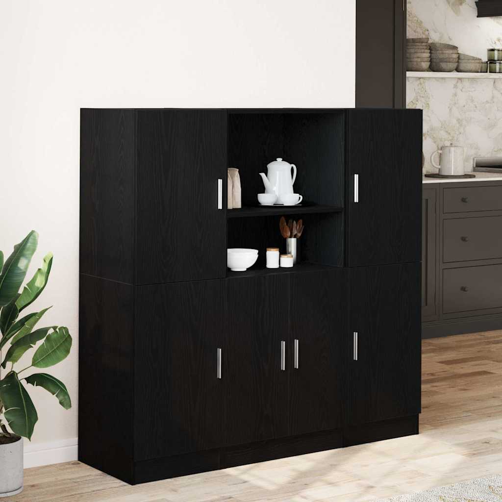 Set di Mobili da Cucina 3 pz Nero in Truciolato
