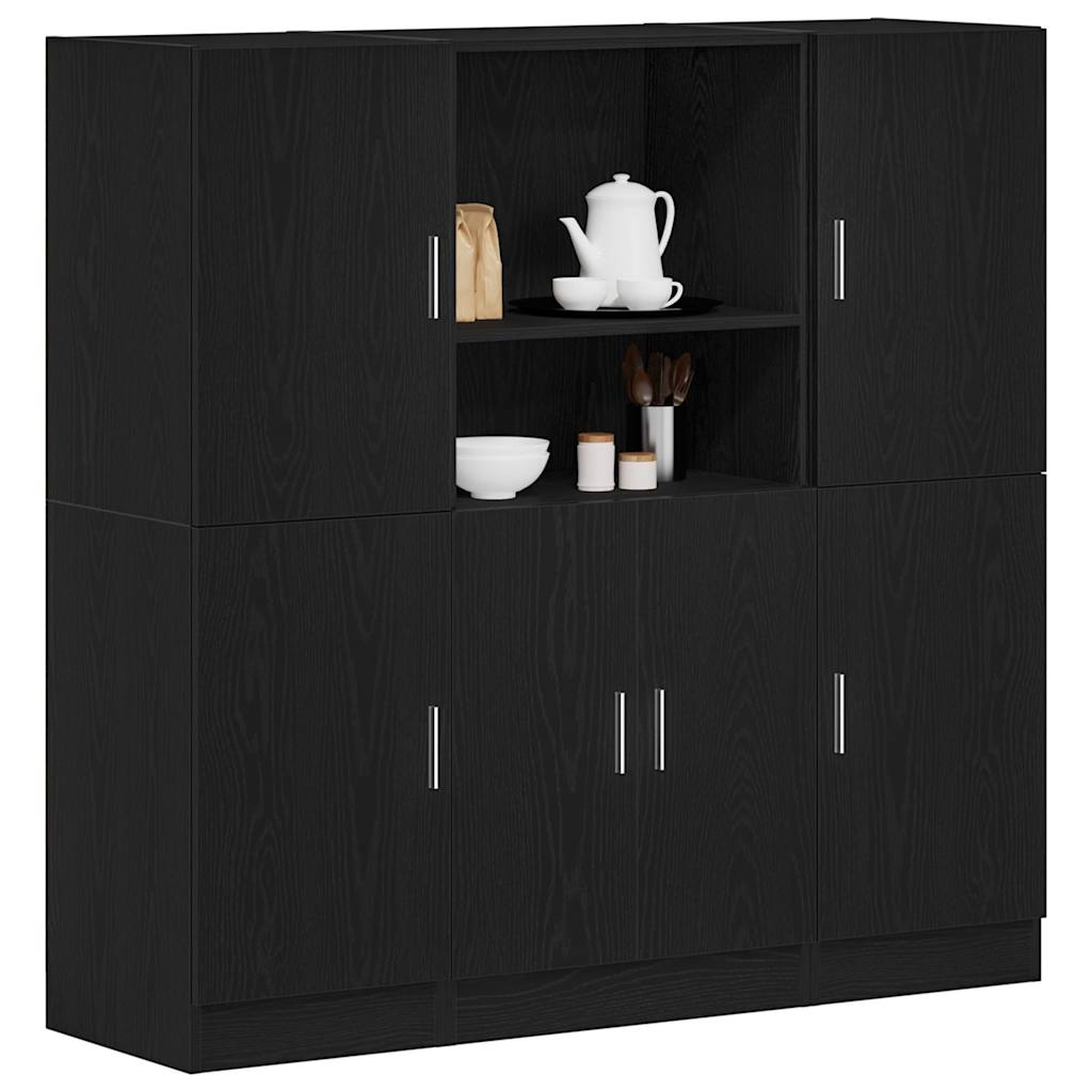Set di Mobili da Cucina 3 pz Nero in Truciolato