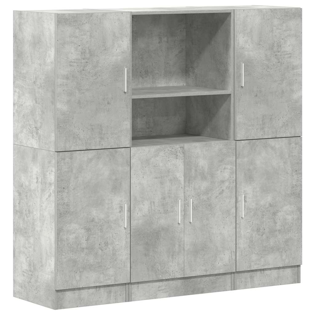 Set di Mobili da Cucina 3 pz Grigio Cemento in Truciolato