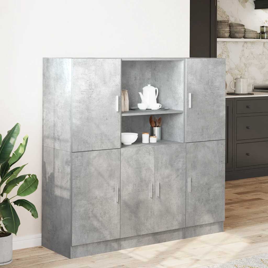 Set di Mobili da Cucina 3 pz Grigio Cemento in Truciolato