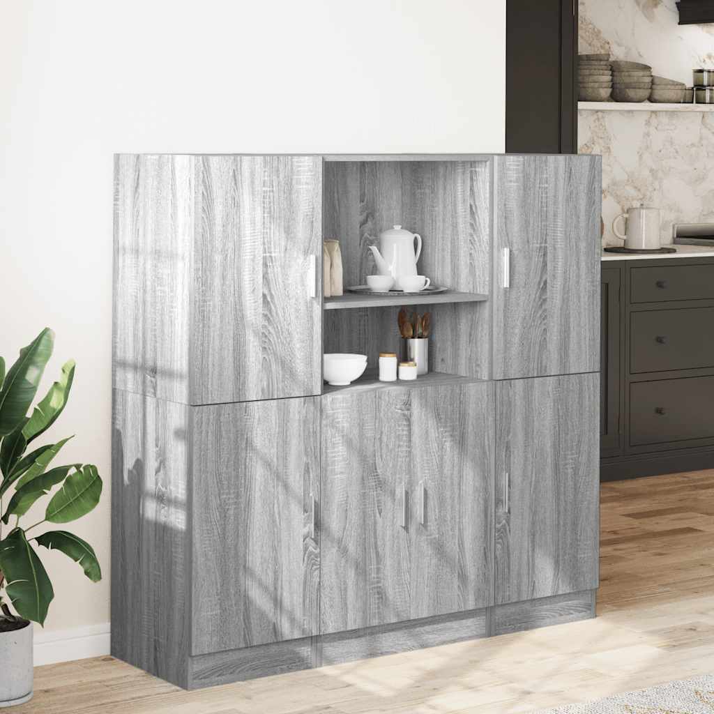Set di Mobili da Cucina 3 pz Grigio Sonoma in Truciolato