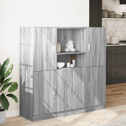 Set di Mobili da Cucina 3 pz Grigio Sonoma in Truciolato