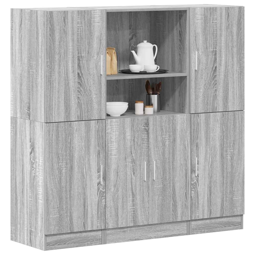 Set di Mobili da Cucina 3 pz Grigio Sonoma in Truciolato