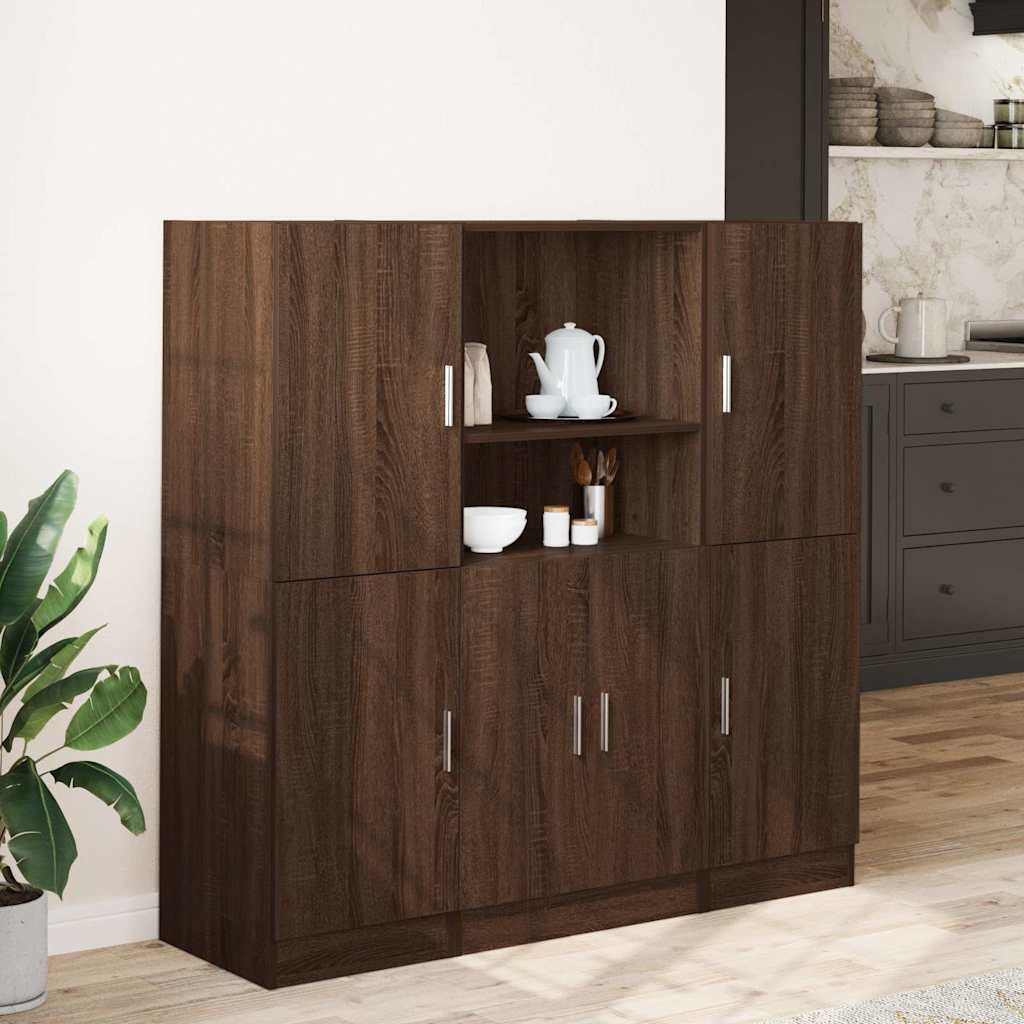 Set di Mobili da Cucina 3 pz Rovere Marrone in Truciolato