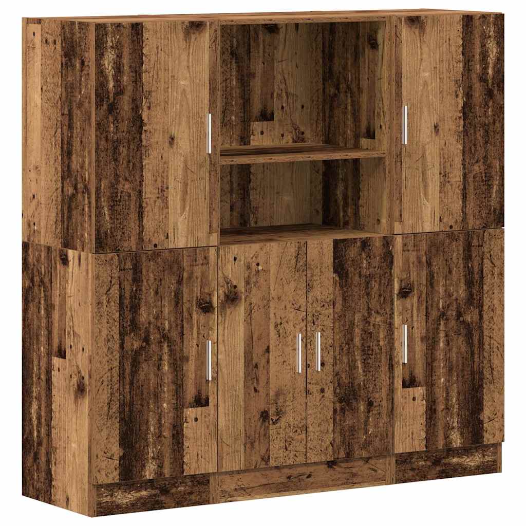 Set di Mobili da Cucina 3 pz Legno Antico in Truciolato