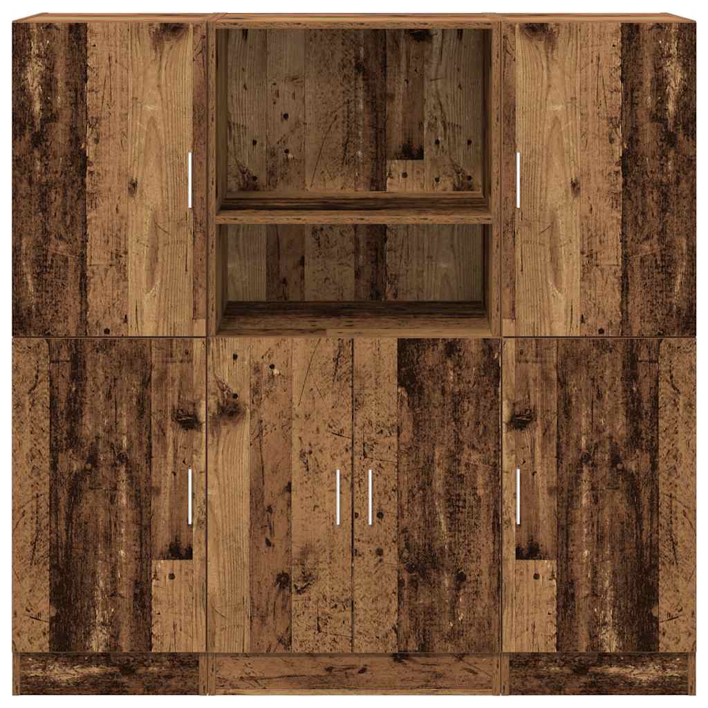 Set di Mobili da Cucina 3 pz Legno Antico in Truciolato