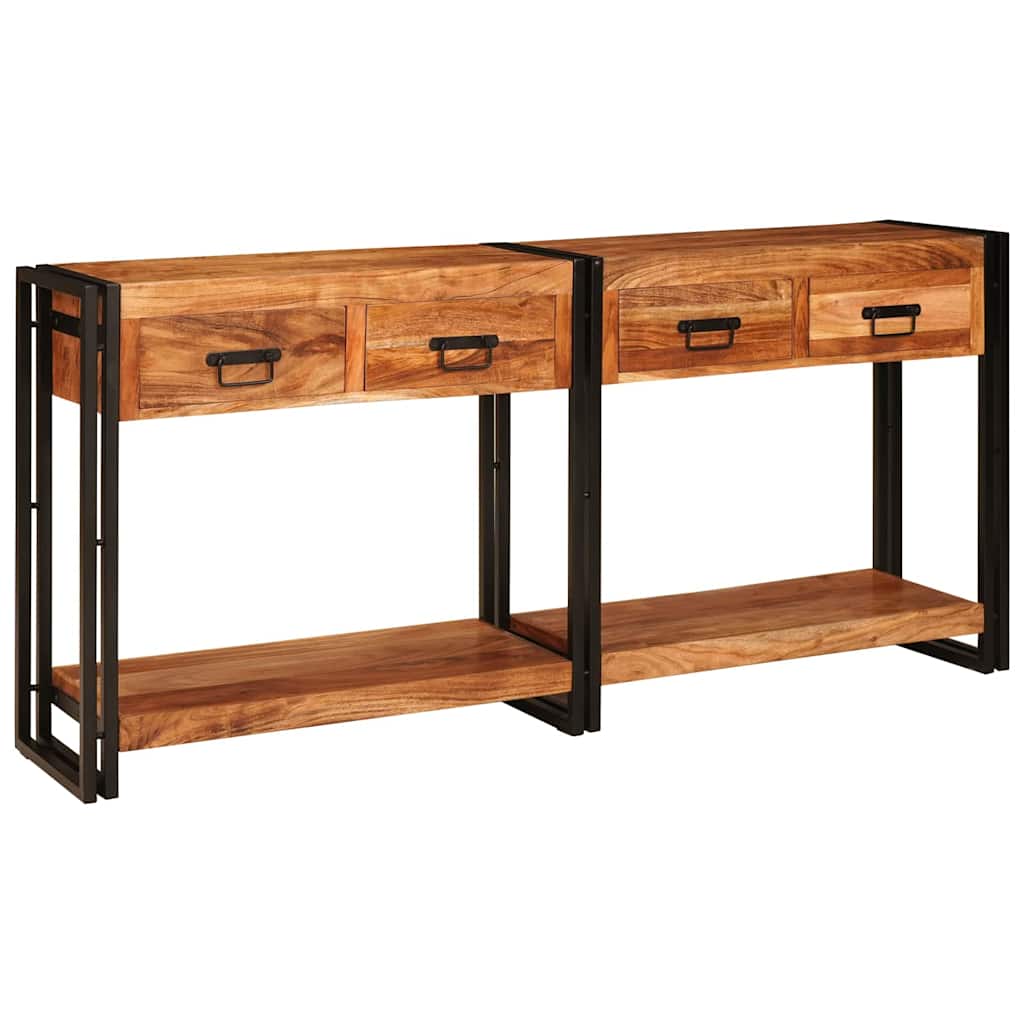 Tavoli consolle 2 pcs Marrone Legno di Acacia Massello