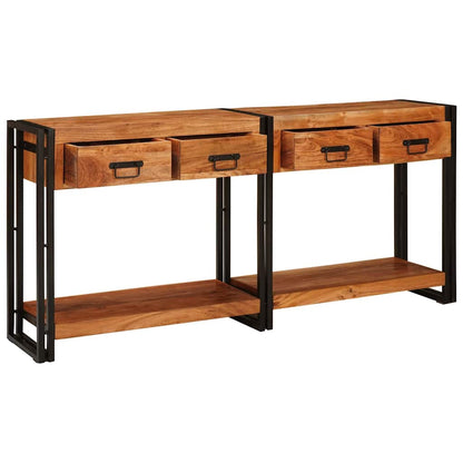 Tavoli consolle 2 pcs Marrone Legno di Acacia Massello